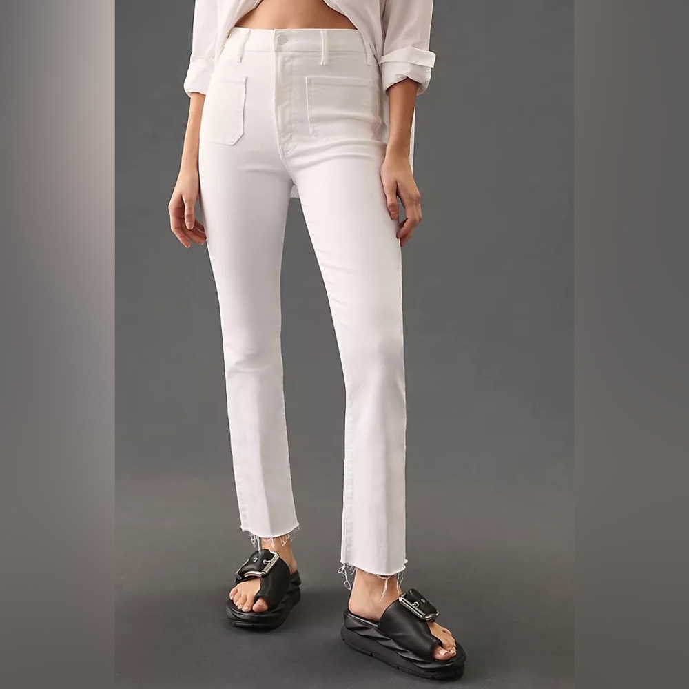MOTHER The Hustler Patch Pocket High-Rise Ankle Fray Jeans size 25